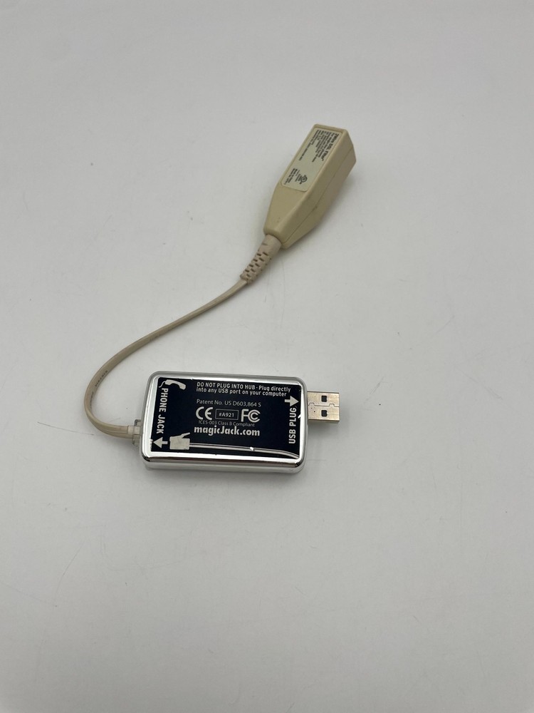 MagicJack USB Phone Jack Silver with LFT4-1 DSL Filter for Single Line Phones