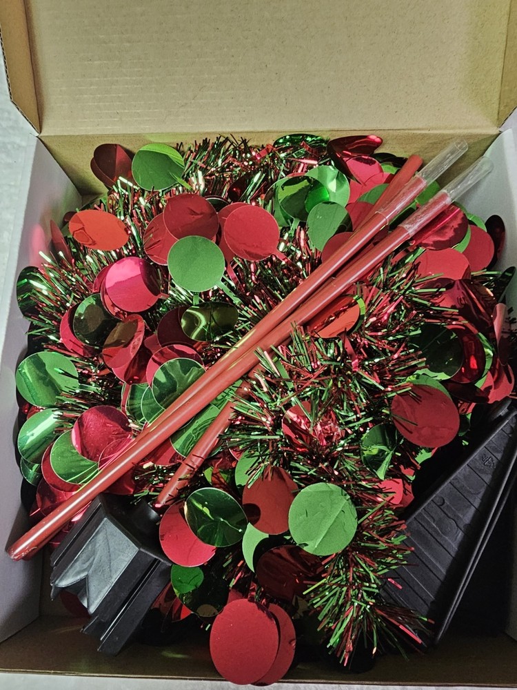 3 Ft Tinsel Tree Red & Green
