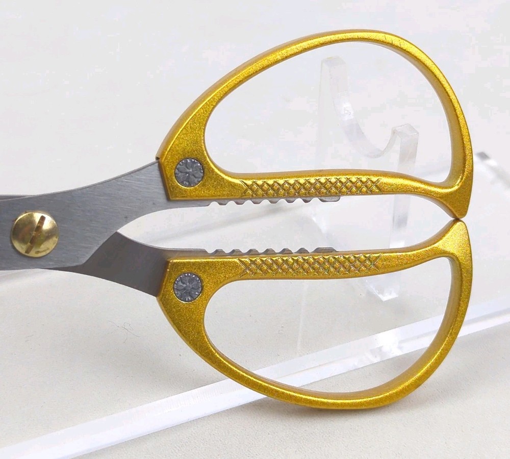 Multi-Function KITCHEN SCISSORS/SHEARS, Slim Profile, Stainless, GOLD Handle