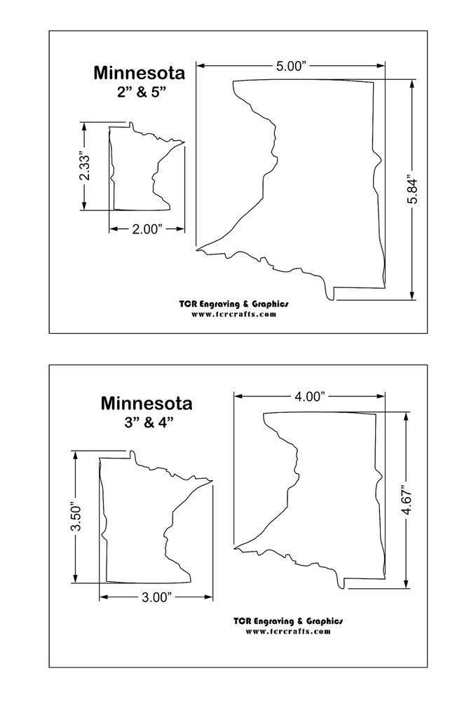 State of Minnesota Stencil 2 Piece Set- 4 Image Sizes