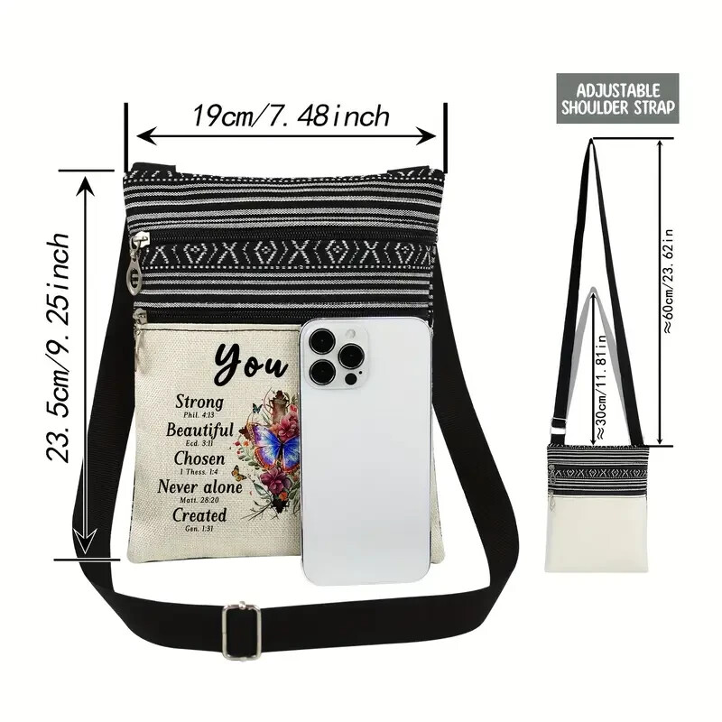 Bag Shoulder lightweight Bible Scripture Bag Adjustable Strap "FREE cardholder"