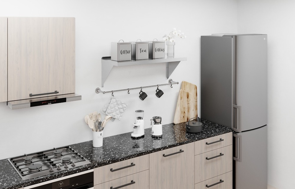 14" Width x 36" Length | Stainless Steel Wall Shelf | Square Edge