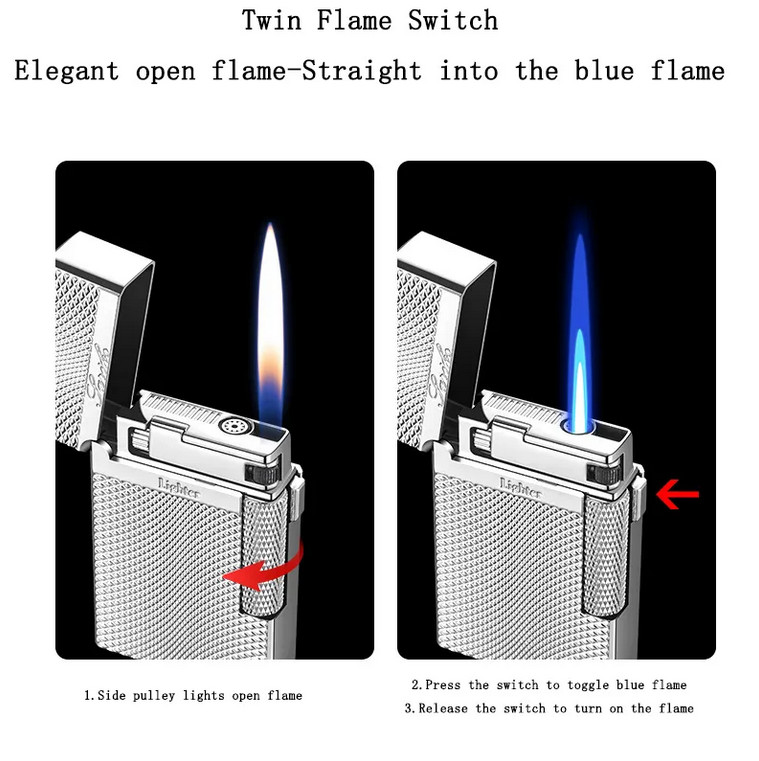 Silver Luxury Dual Flame (soft + jet) Lighter