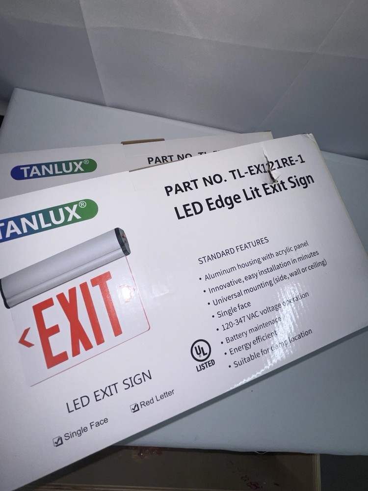 2-Red Exit Signs for Business, LED Edge Lit Exit Sign, UL 924, Hardwired
