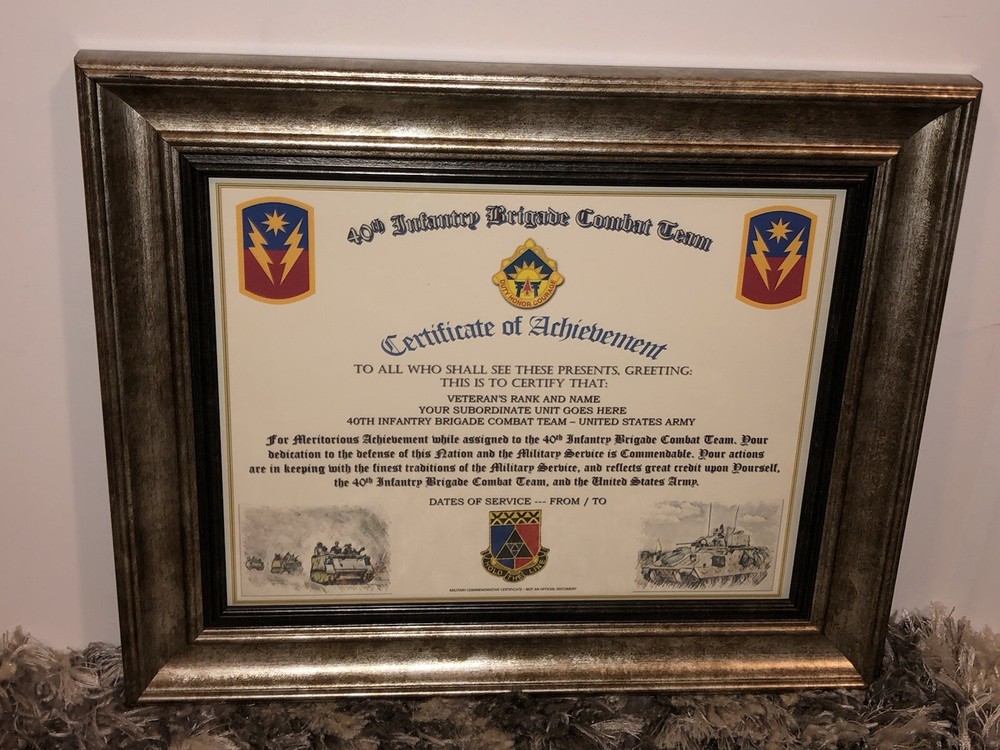 40TH INFANTRY BRIGADE COMBAT TEAM - COA / (COMMEMORATIVE CERTIFICATE)