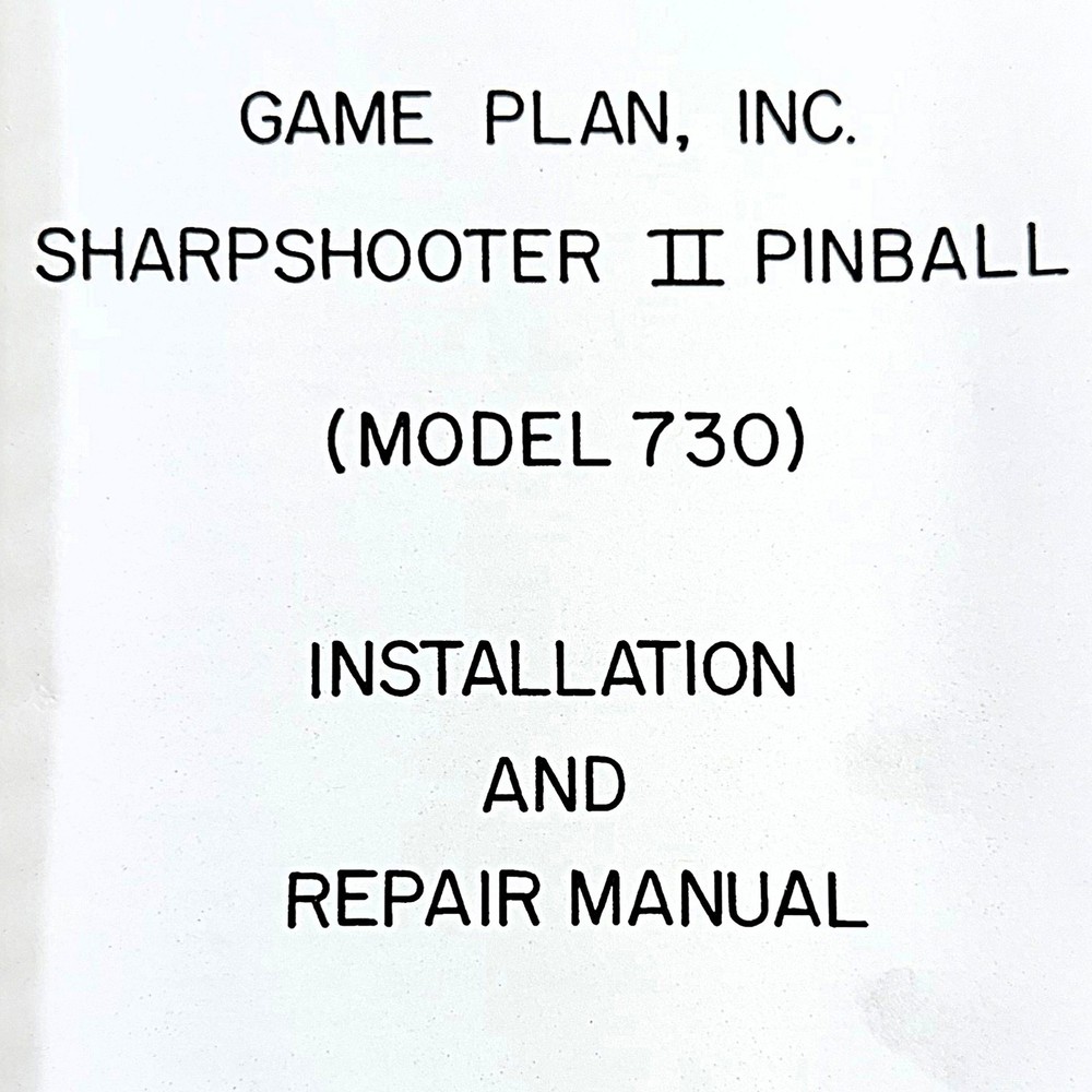 Game Plan Sharpshooter II 2 Pinball Machine Game Manual