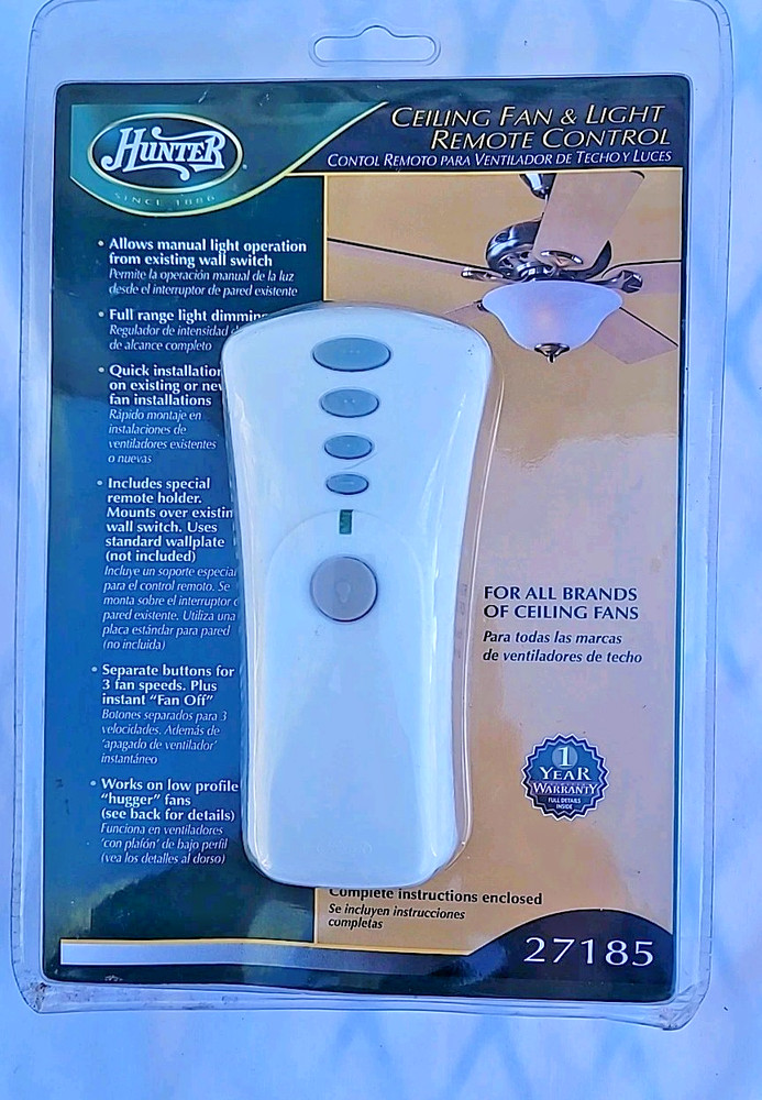 Hunter 27185 Ceiling Fan & Light Remote Control - White