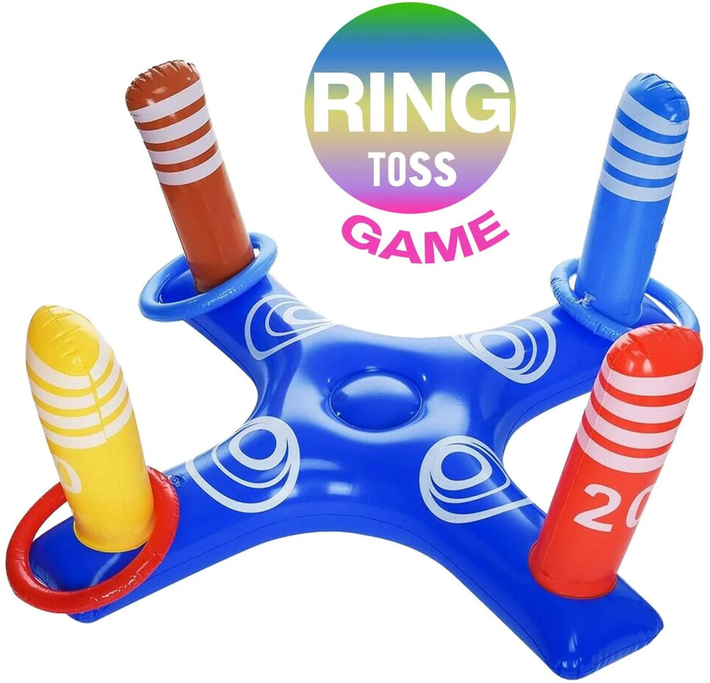 Inflatable Pool Ring Toss Game Set, 4 Pieces