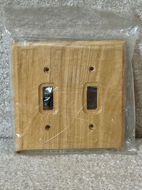 Pro-Unfinished Solid Wood Double Switch Plate Cover w/ Screws