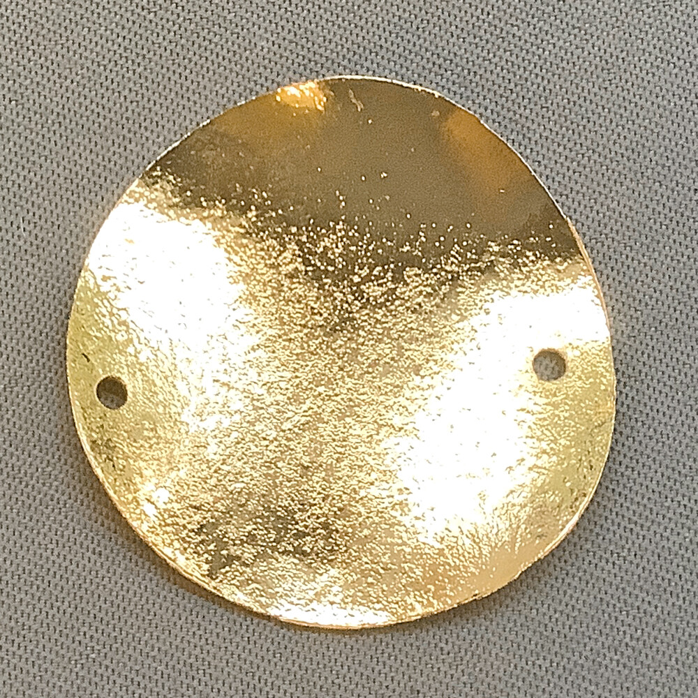 Gold Plated Copper 25mm Stardust Hammered Circle 2 Loop Connectors Q4 per Pkg