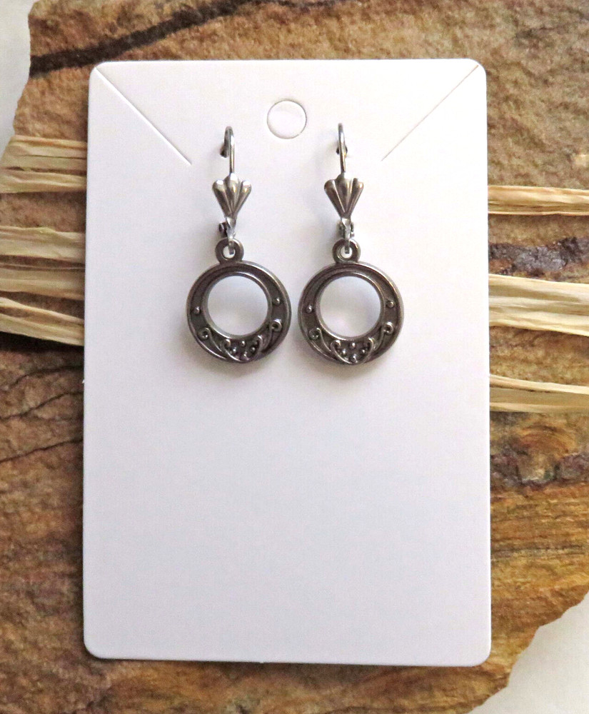 Silver tone Earrings - Petite, Round Drop Earrings