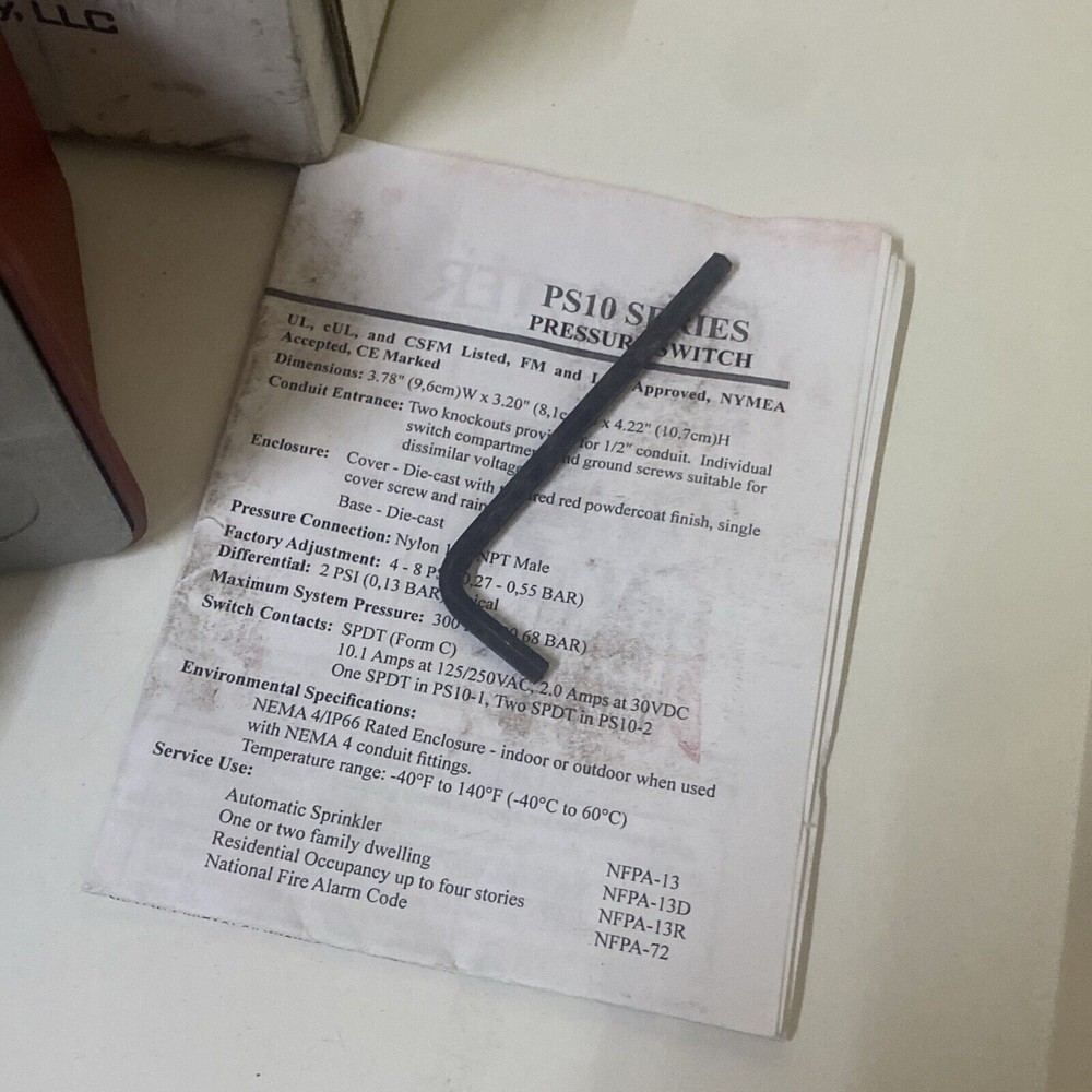 Potter PS10-2 Water Flow Pressure Switch