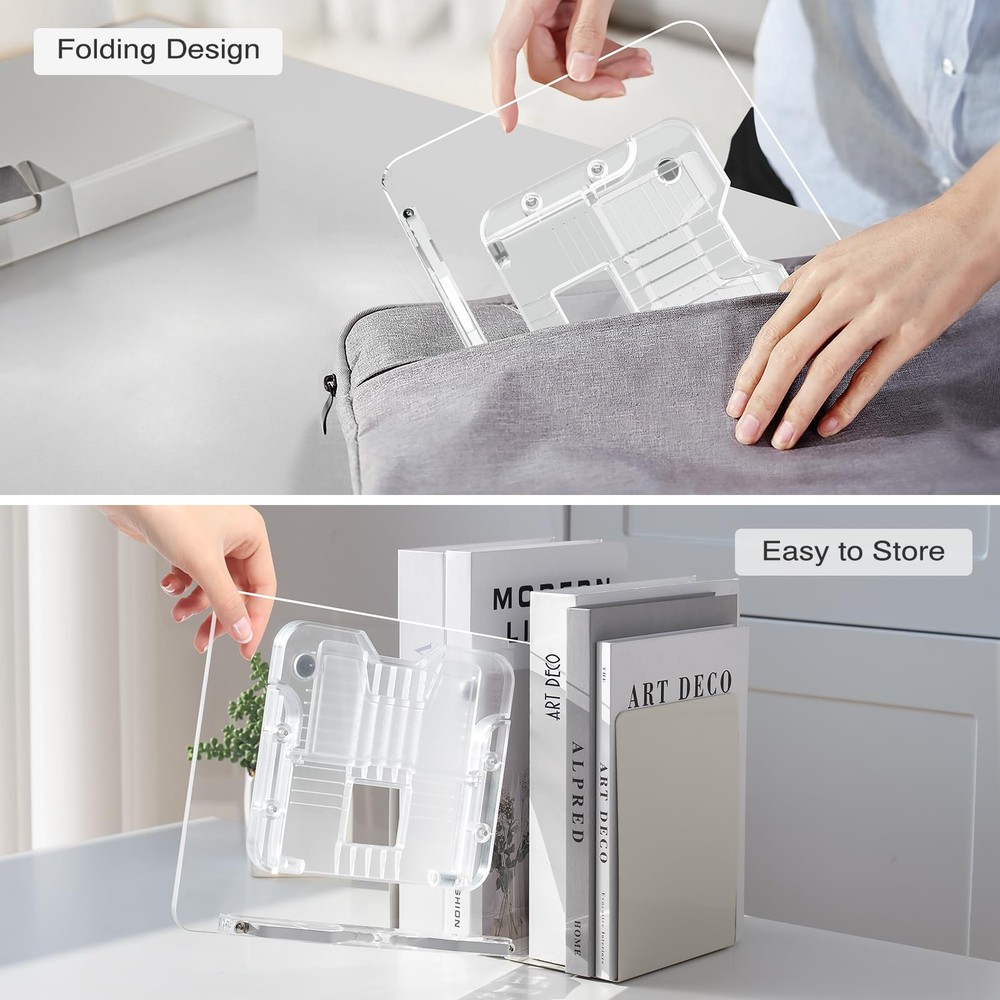 Acrylic Book Stand for Reading Portable Holder for Desk Angle Adjustable