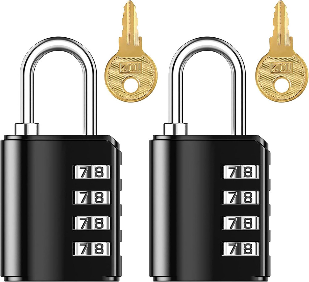 Combination Lock, 4 Digit Combination Padlock with Keys, Resettable Waterproof G