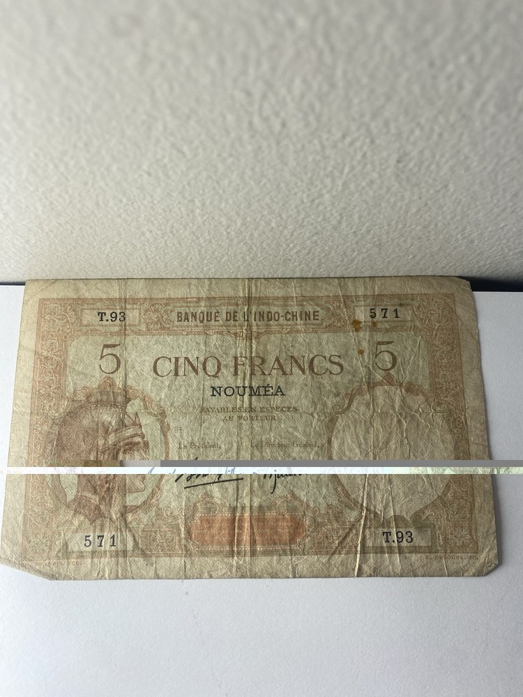 Banknote, New Caledonia, 5 Francs, NOUMÉA