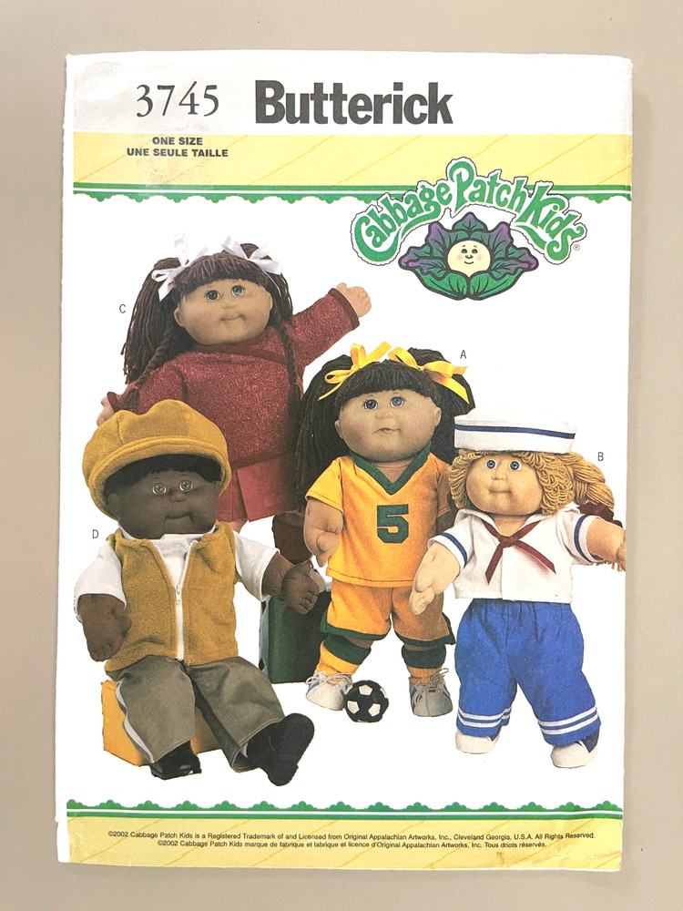 Butterick Cabbage Patch Kids Clothes Pattern 3745 Size 16",21" UNCUT