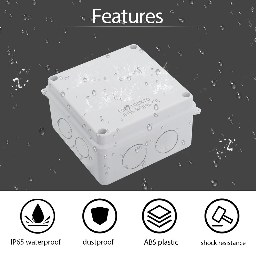 Junction Box, Electrical Box IP65 Water Resistant Dustproof ABS Plastic Project