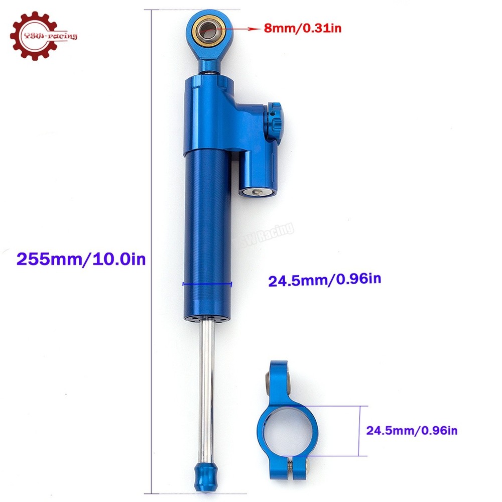CNC Blue Steering Damper Motorcycle Stabilizer Linear Reversed Safe Control US