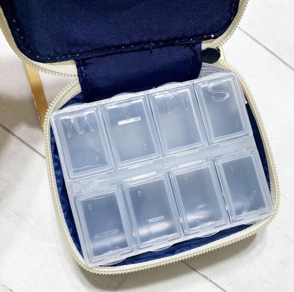 Miamica Small Pill Case Travel/Work Compact Organizer 8 Sections New