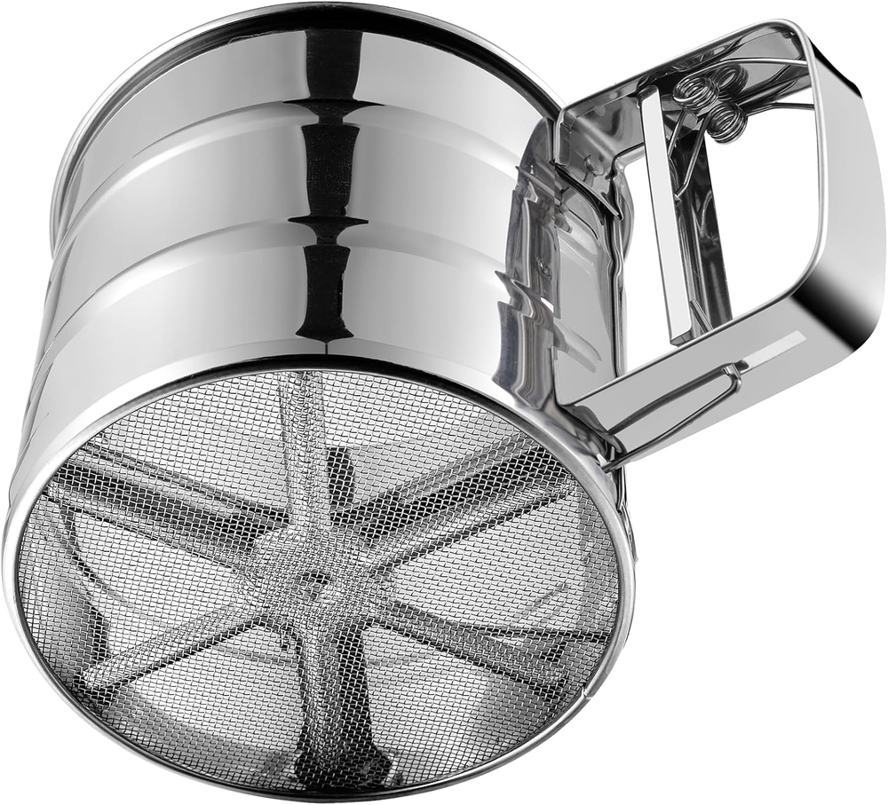 Flour Sifter, Stainless Steel Sifter for Baking, Double Layer Fine Mesh Baking S