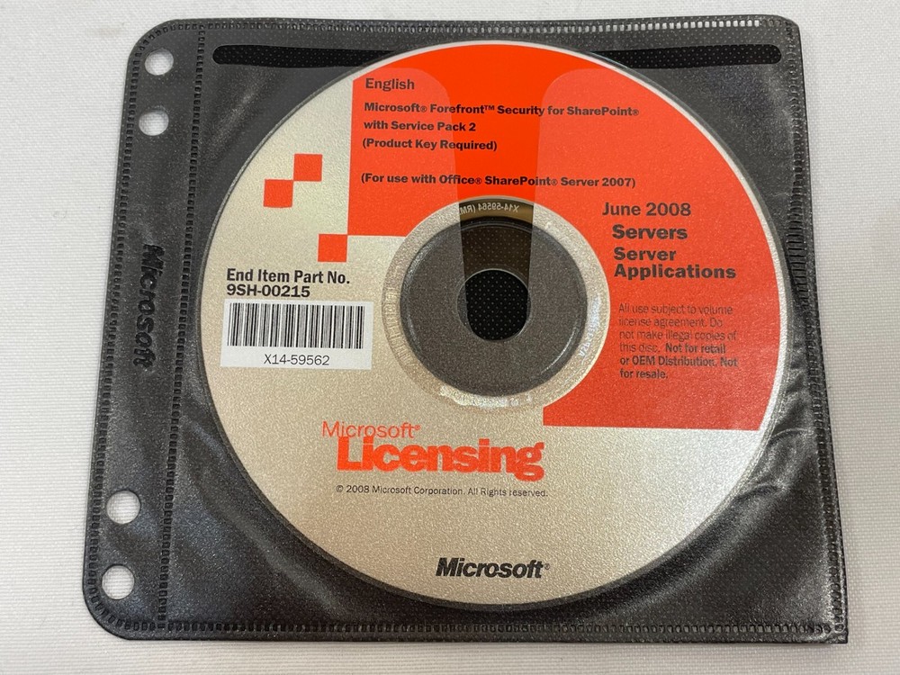 Microsoft Forefront Security for SharePoint with Service Pack 2 DVD with KEY!