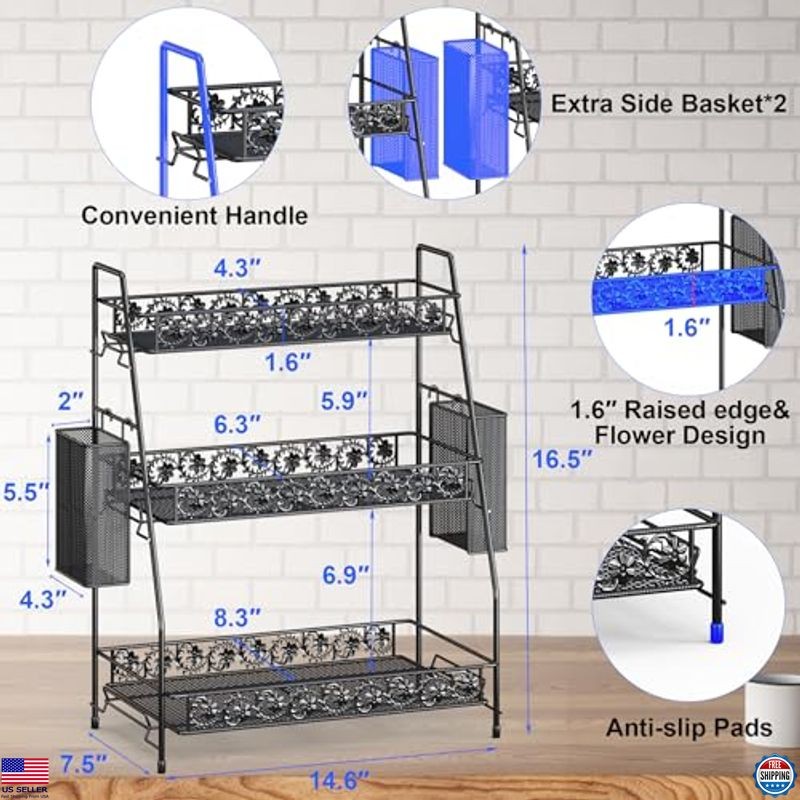 3-Tier Storage Rack - Versatile Organizer Shelf for Kitchen, Bathroom, Office