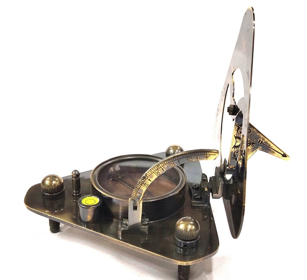 Brass Sundial compass Trangular compass - sundial transit compass