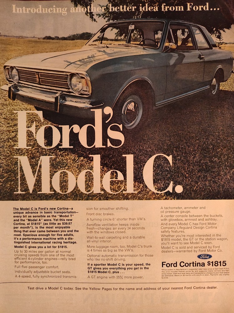 1967 LOOK Ad Advertisement Introducing Another Better Idea from FORD! MODEL C