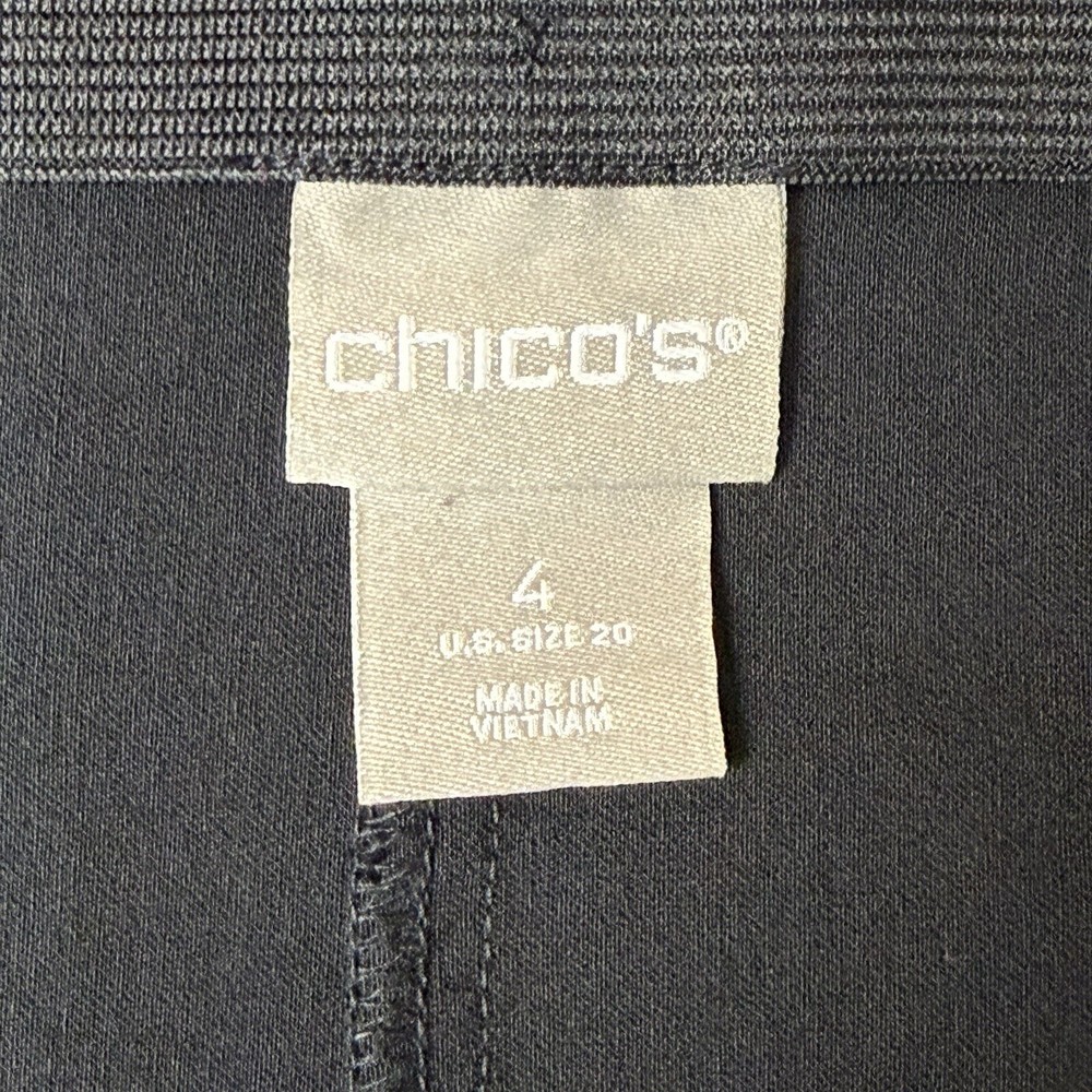 Chicos Pants Womens 4 20 Black Pull On Elastic Waist Slimming Panel Plus Comfort