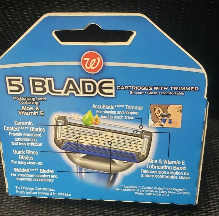 Walgreens Cartridges 5 Blade Shaving System, For Men, With Trimmer