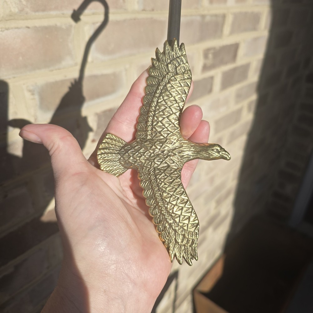 Vintage Solid Brass Eagle Damper Fireplace Hook Andrea Sadek NOS