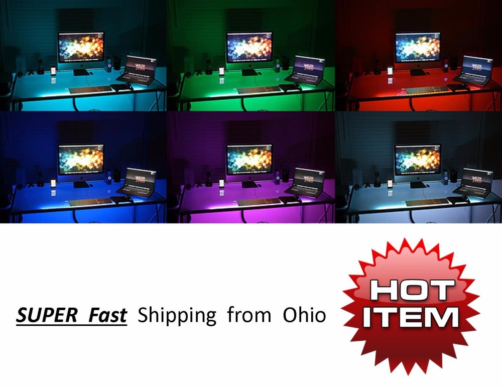 Gaming Computer Desk LED Lights - Office / Home Accent Lighting Remote Control X
