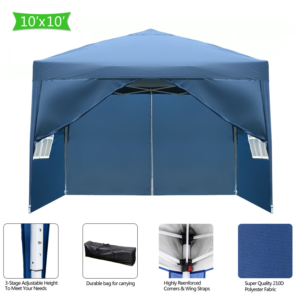 3 x3m Two Doors & Two Windows Practical Waterproof Right-Angle Folding Tent Blue