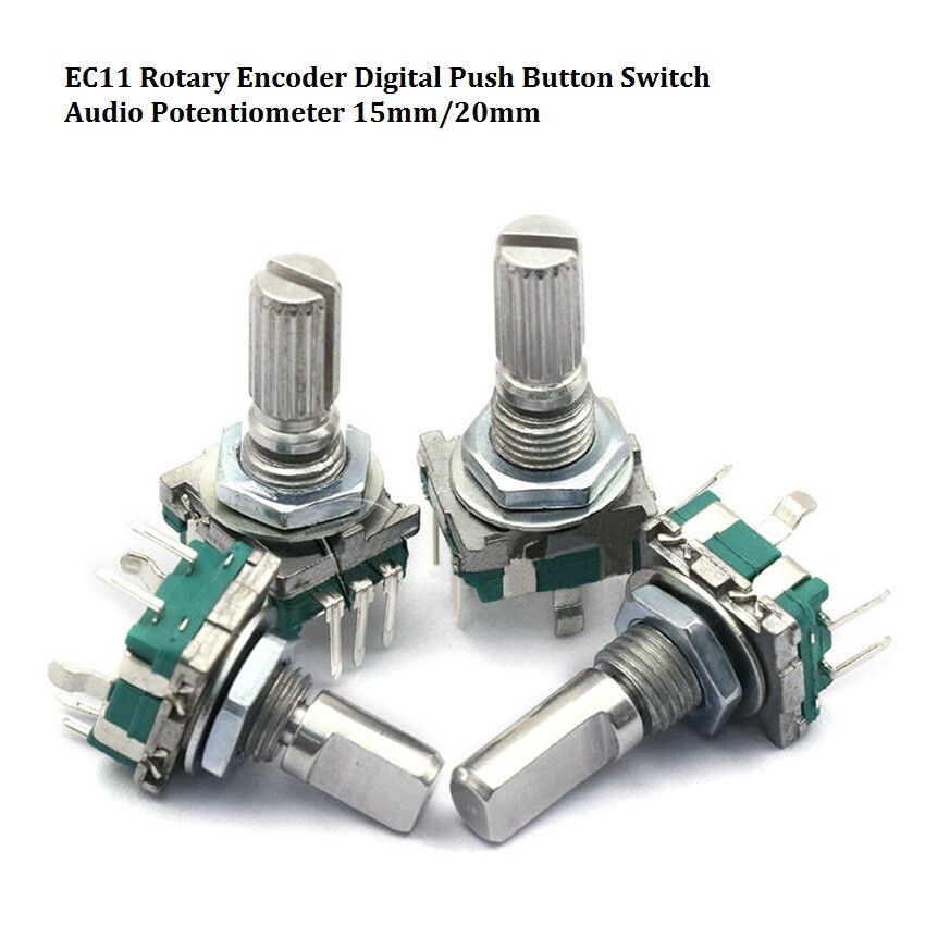 Rotary Encoder Digital Push Button Switch Audio Potentiometer Shaft 15mm/20mm
