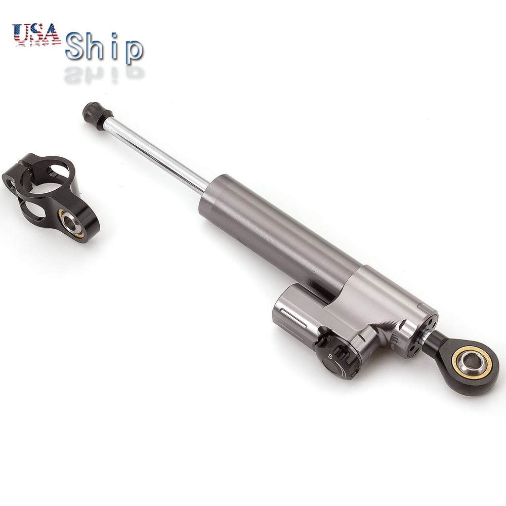 CNC Steering Damper Motorcycle Stabilizer Linear Safety Control Gray&Black