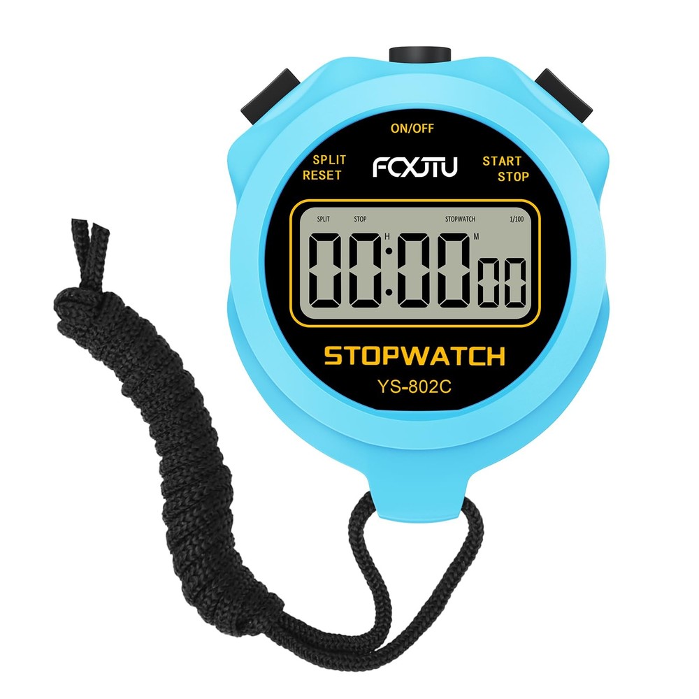 FCXJTU Digital Simple Stopwatch Timer, No Bells, Alarm, Basic Blue