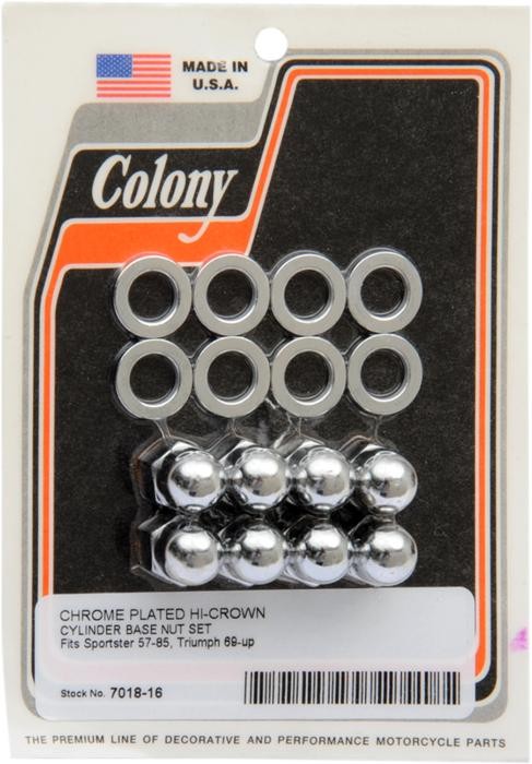 Colony Acorn Cylinder Base Nut Kit Chrome #7018-16 Harley Davidson