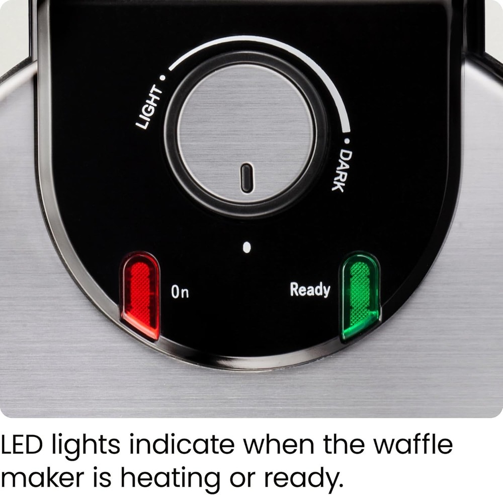 Rotating Belgian Waffle Maker, 180° Flip Iron w/ Non-Stick Plates, Adjustable...