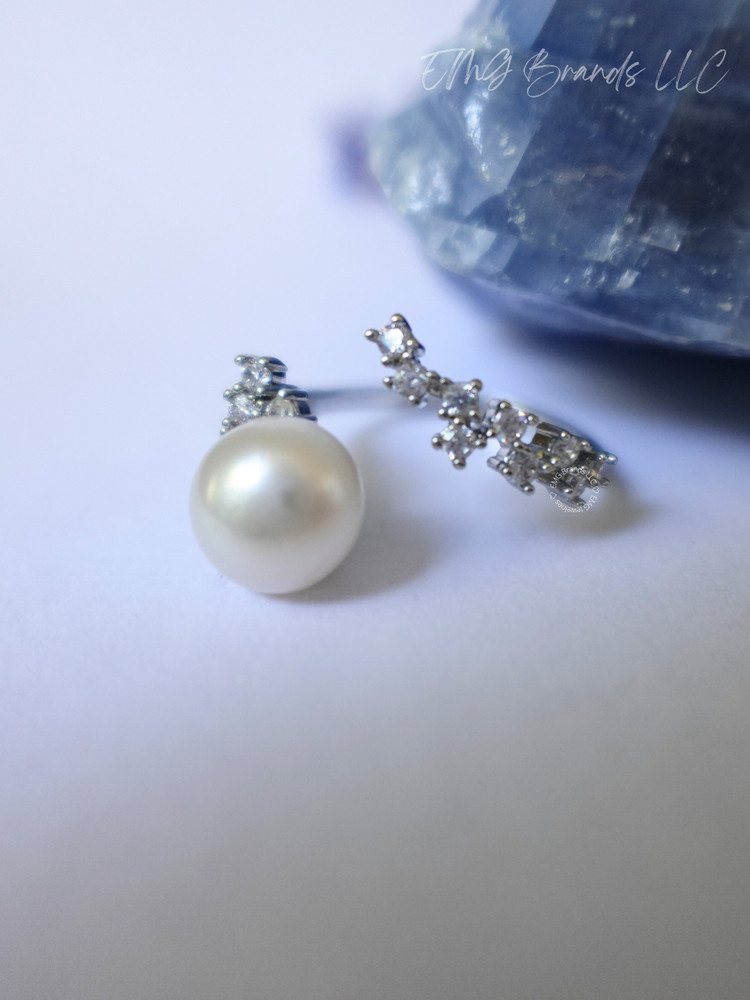 CZ Bypass White Freshwater Pearl Ring