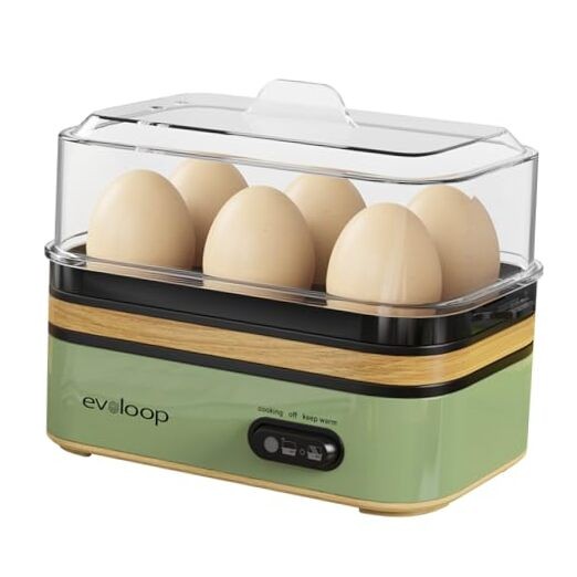 Rapid Egg Cooker Electric 6 Eggs Capacity, Soft, Medium, Hard Retro Green
