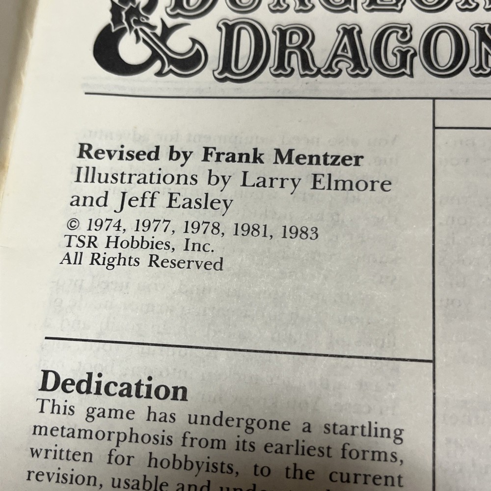 Dungeon Players Manual D&D from basic box D&D TSR Dungeons & Dragons 1983
