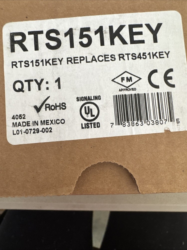 System Sensor RTS151KEY Key Switch Accessory for Fire Protection System