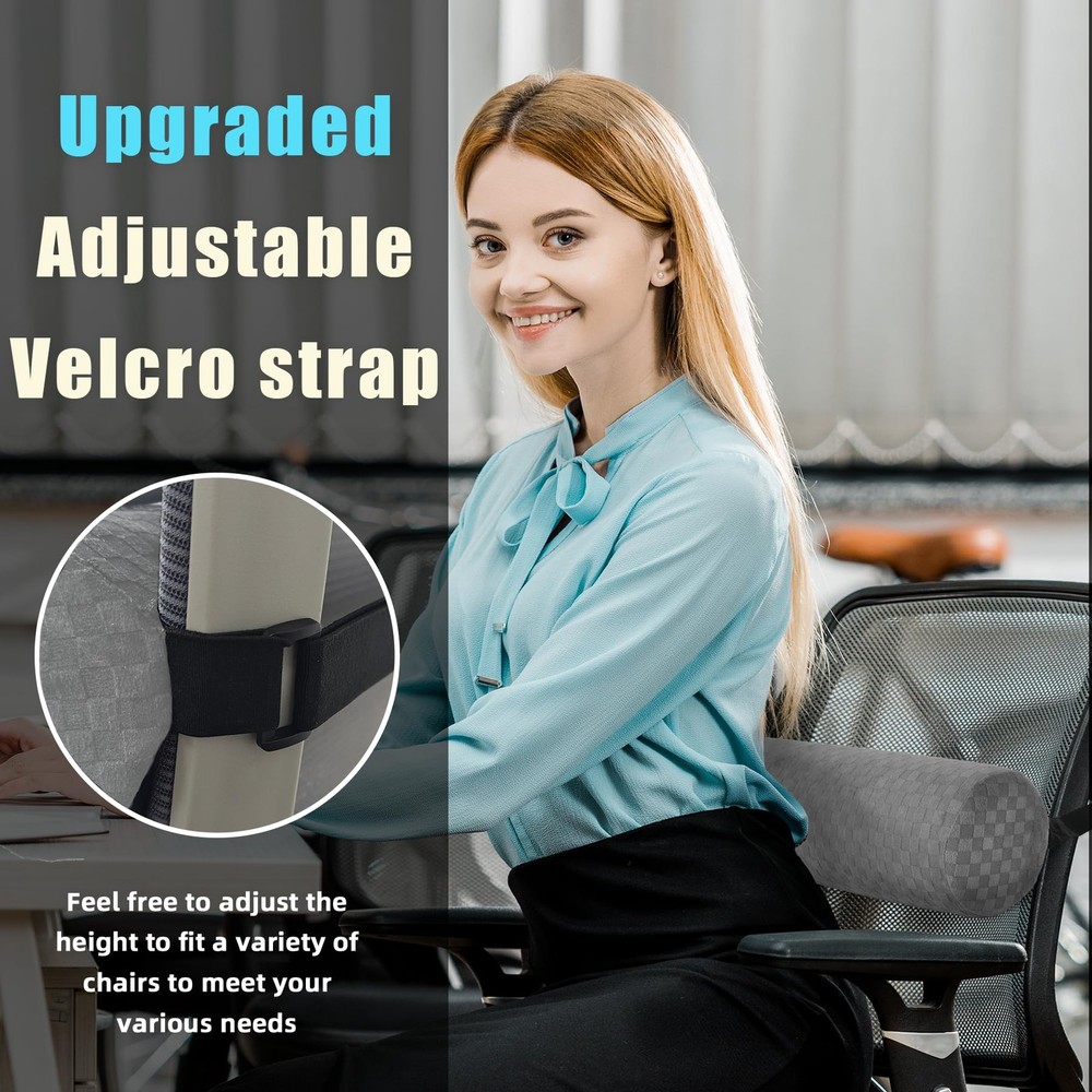 Lumbar Roll Pillow for Lower Back, Support Long-15*4.3'', Light Grey
