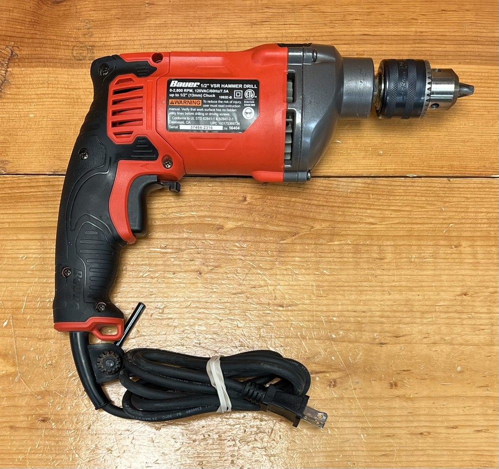 BAUER 7.5 Amp 1/2 in. Variable Speed Hammer Drill/Driver