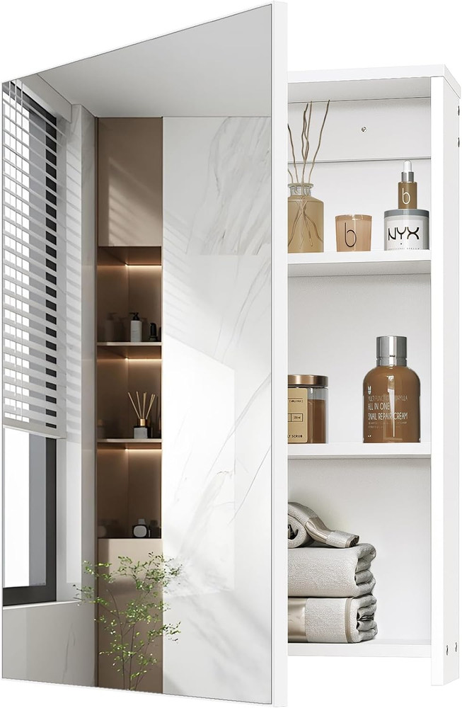 Stylish Wall-Mounted Bathroom Vanity & Mirror with Adjustable Storage Cabinet