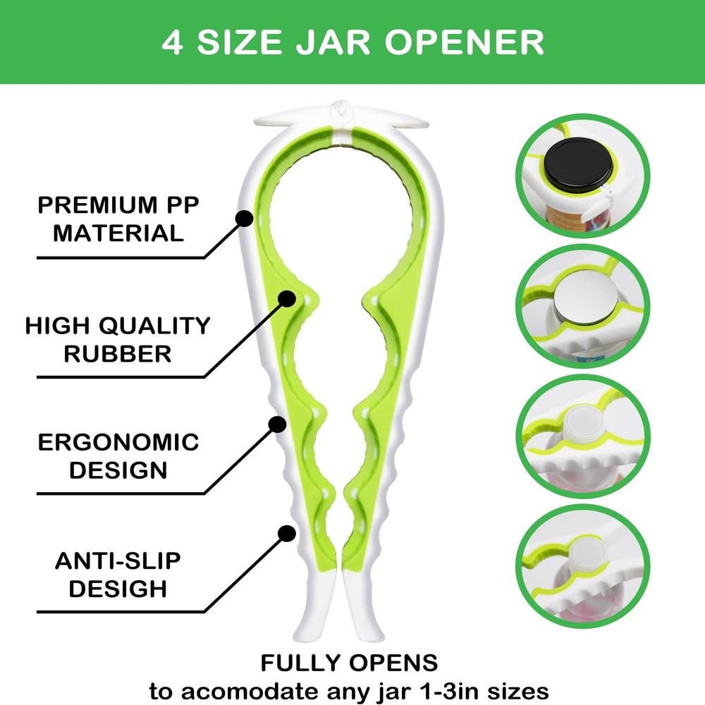Jar Opener for Weak Hands, Seniors with Arthritis, 5 in 1 Multi Function Bott...