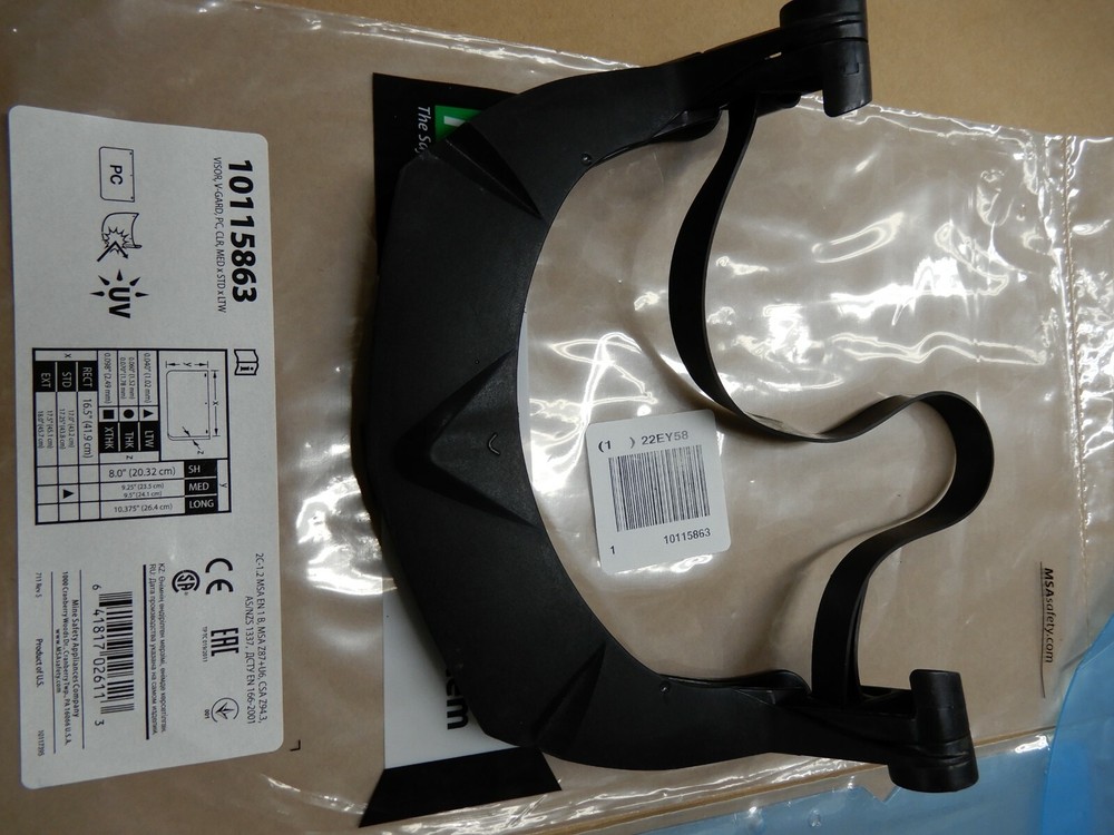 MSA Face Shield System; 1 visor frame, 2 polycarb. visors, 1 steel mesh visor