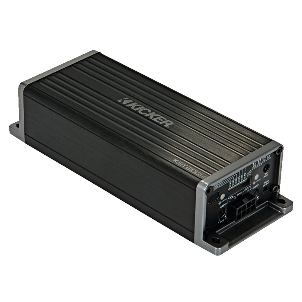 Kicker KEY200.4 200W 4-Channel Full-Range Auto-EQ Amplifier, Remote, Install Kit