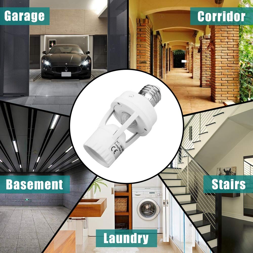 Motion Sensor Light Socket E26/E27, 60W, 110V-240V - Automatic On/Off Control