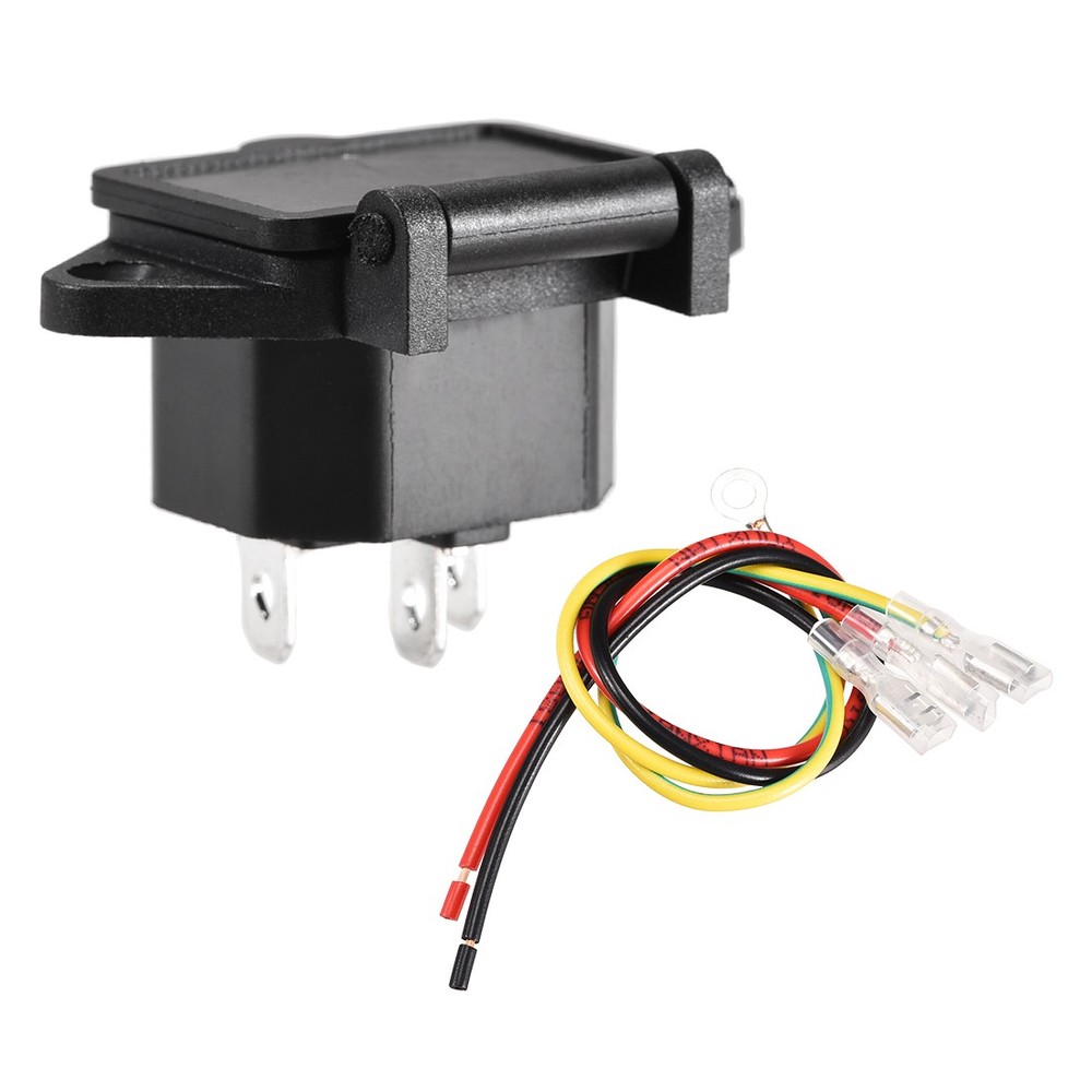 AC 250V 10A IEC 320 C14 Panel Mount Power Socket w Spring Cover w Cable 1 Set